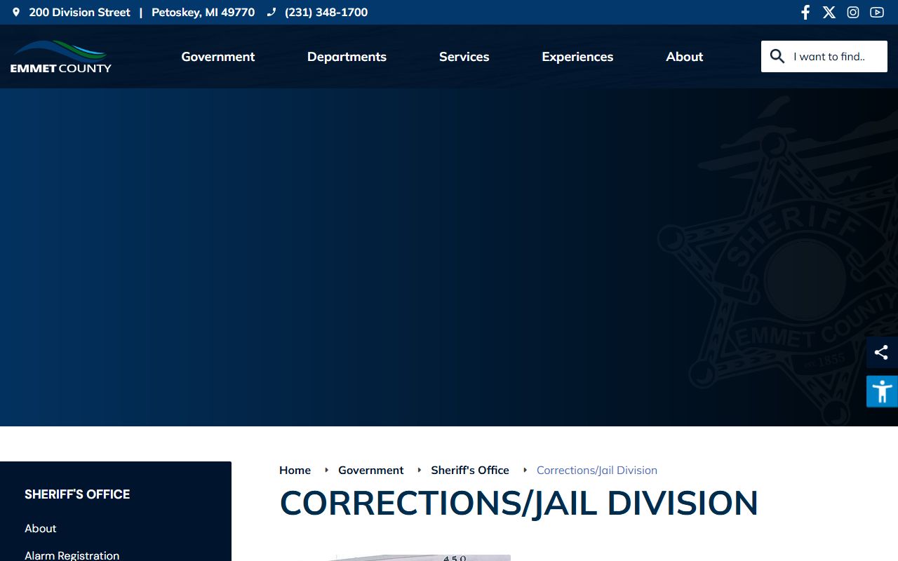 Emmet County inmate population jail division page