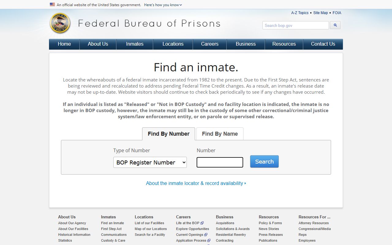 Emmet County inmate population federal BOP locator